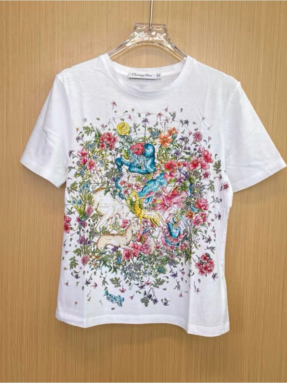 Dior White Crewneck T-Shirt with Black Logo Label